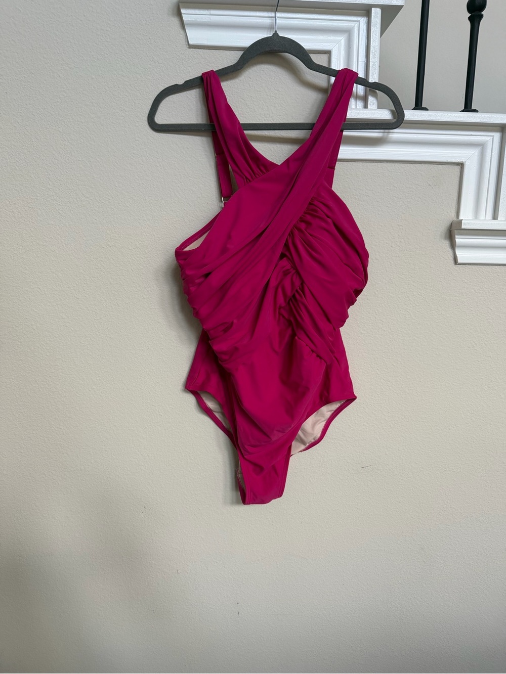 Fuchsia One-Piece Swimsuit - Stylish Ruched Design